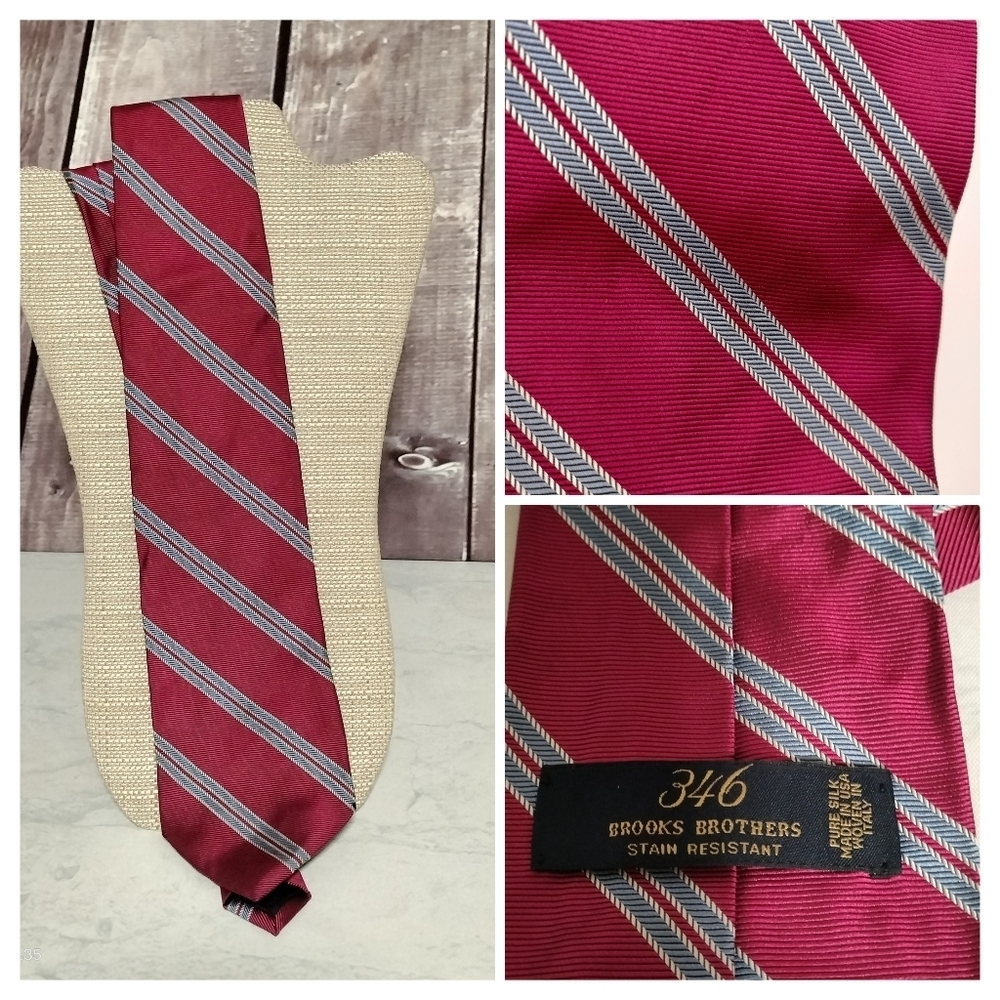Brooks Brothers 346 Pink Striped Men's Tie Necktie Texture Woven Classic Modern